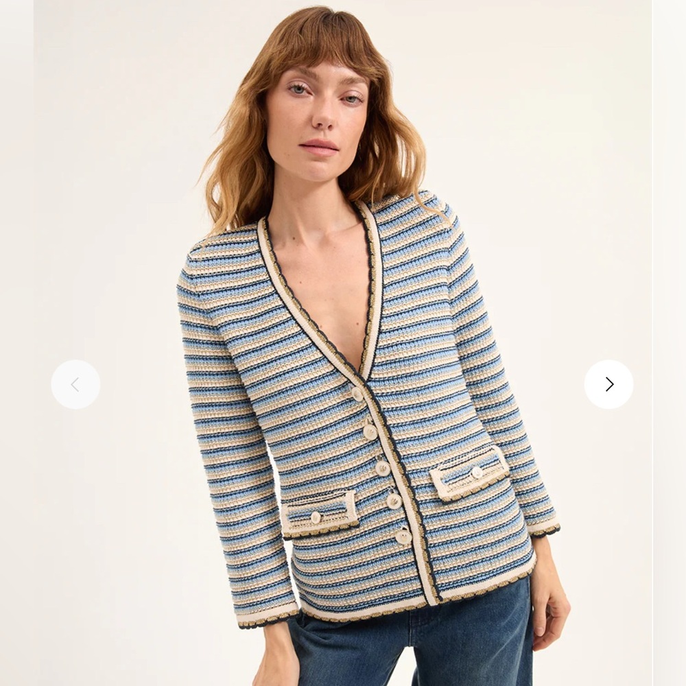 VERONICA BEARD Women’s Large Ceriani Knit Jacket in Navy Multi CP25